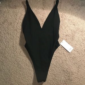 Black low back/side bodysuit