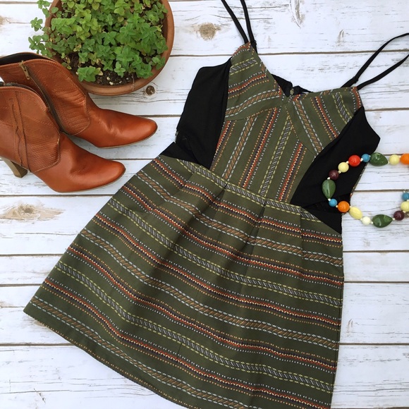 Sugar Lips Dresses & Skirts - Sugar Lips Green Embroidered BOHO Festival Dress