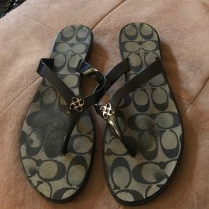 Black Coach Flip Flops