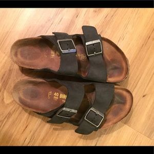 Black leather authentic birkenstocks