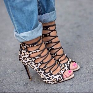 ZARA Leopard lace-up heels