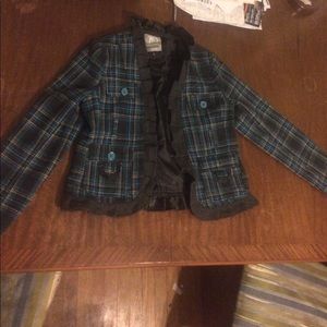 Plaid teal suit jacket reduced price for spring !!