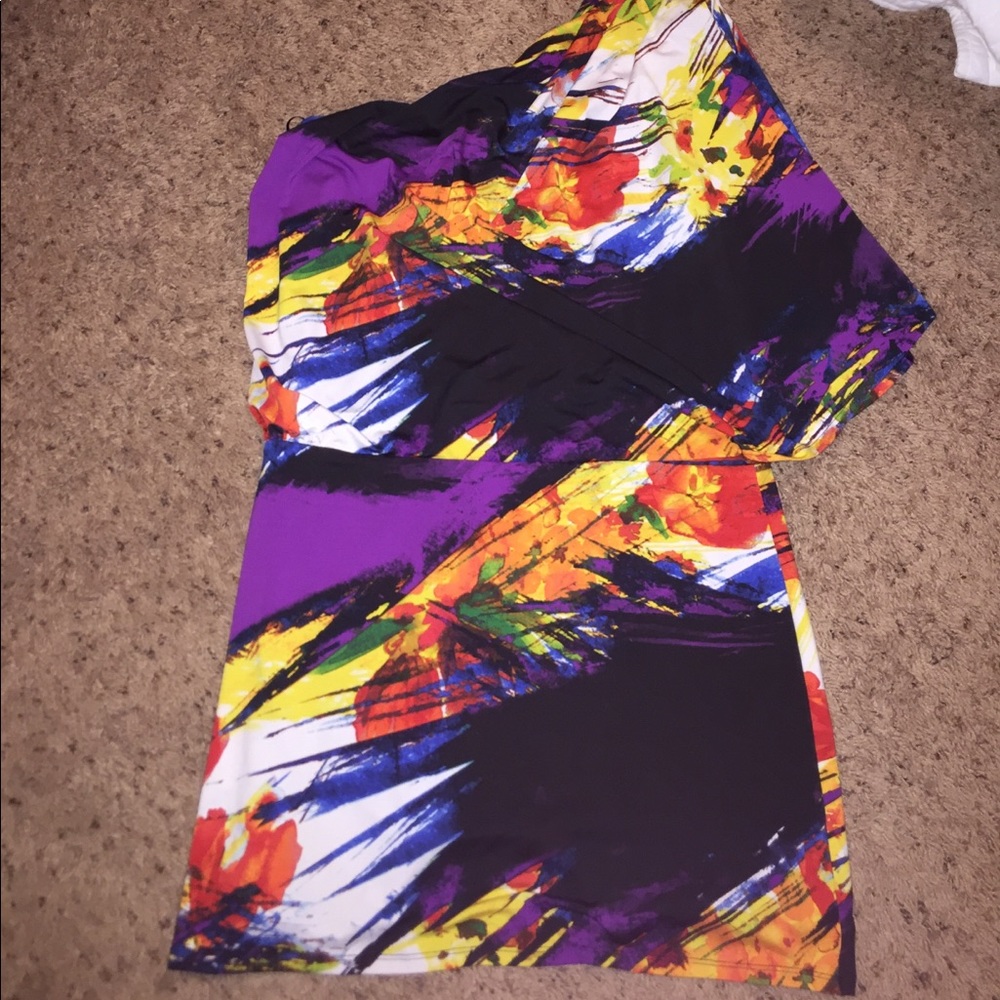 multicolor jessica simpson off the shoulder dress