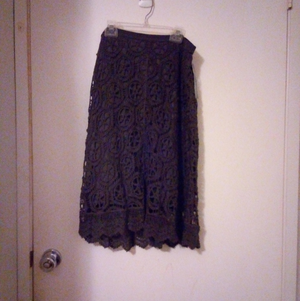 NWT olive green crochet skirt sz L