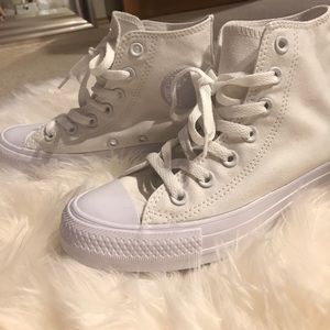 women's high top all white converse, never worn