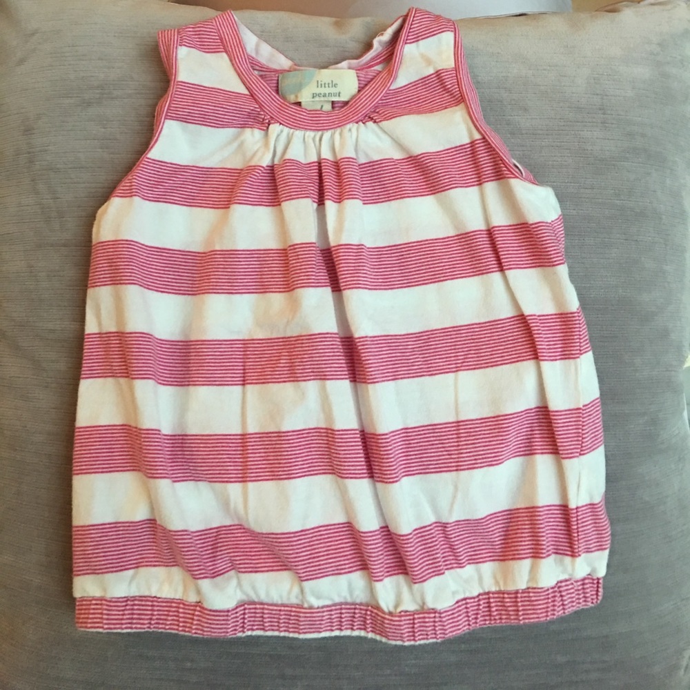 Little Peanut Peek Striped pink and white tank top