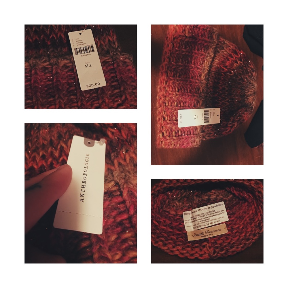 NWT Anthropologie Wool Blend Rainbow Knit Beanie.