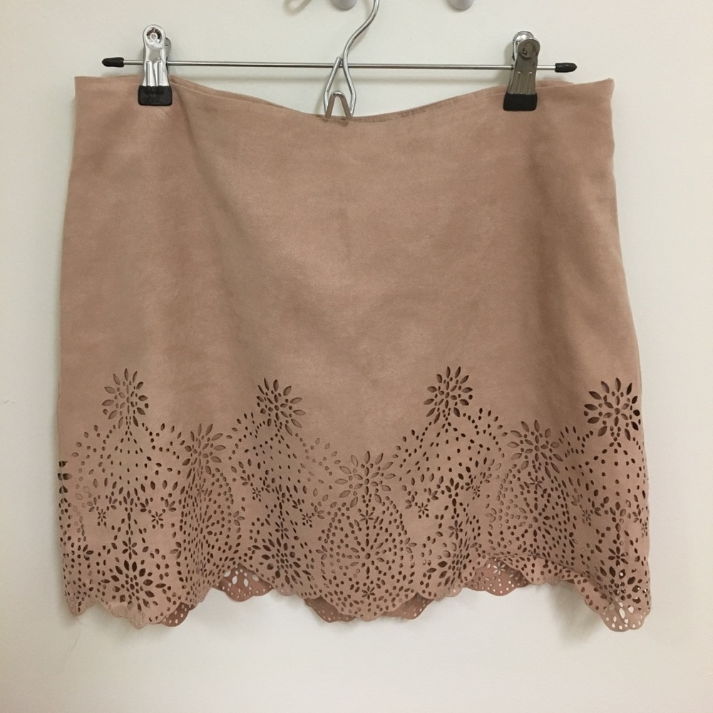 Suede embellished mini skirt