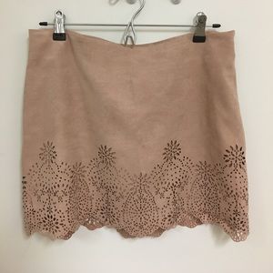 Suede embellished mini skirt