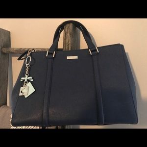 Kate Spade Navy Double Zip Saffiano Leather Bag