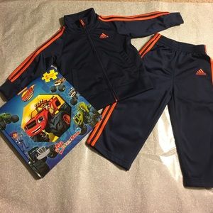 Toddler Blue and Orange Adidas Track Suit 18 month