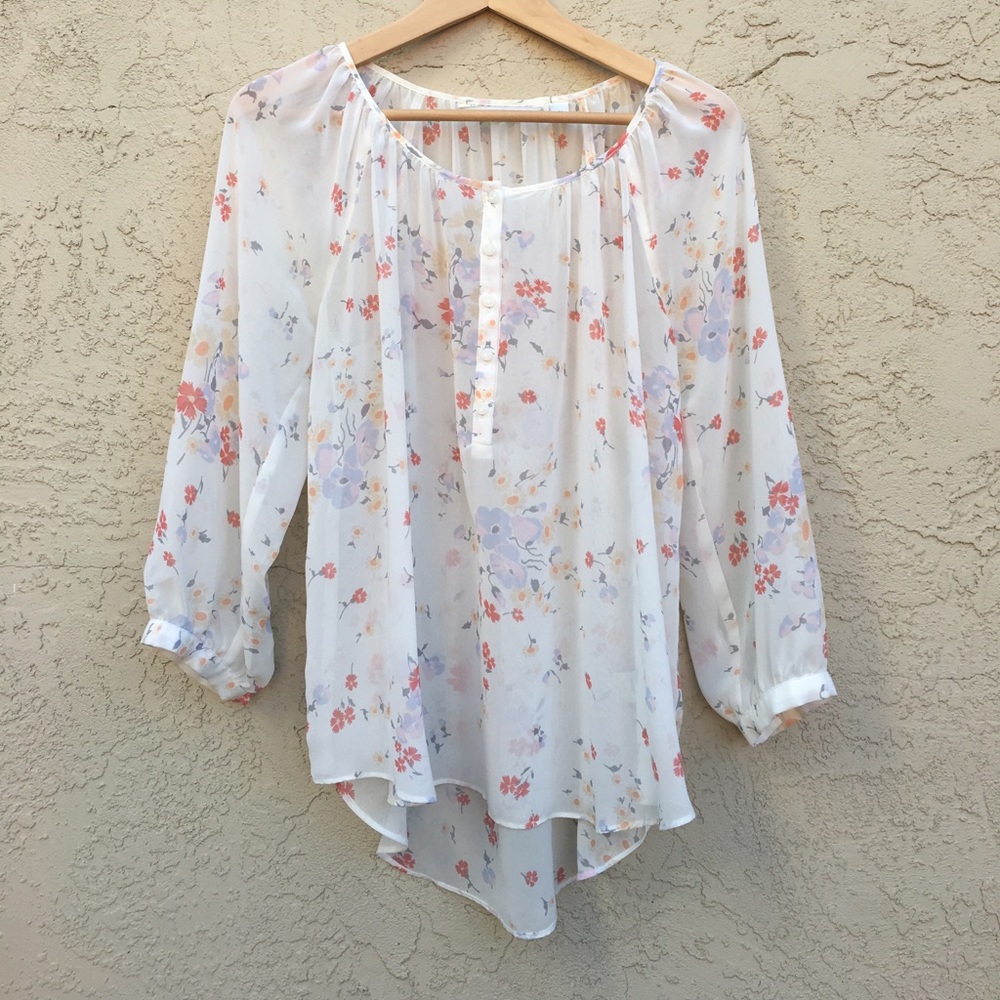 Lauren Conrad sheer floral blouse