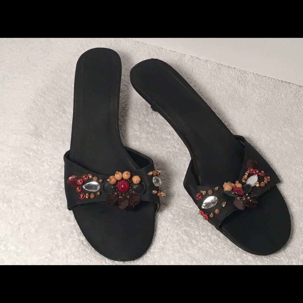 Merona beaded slide shoes size black 7.5 M EUC