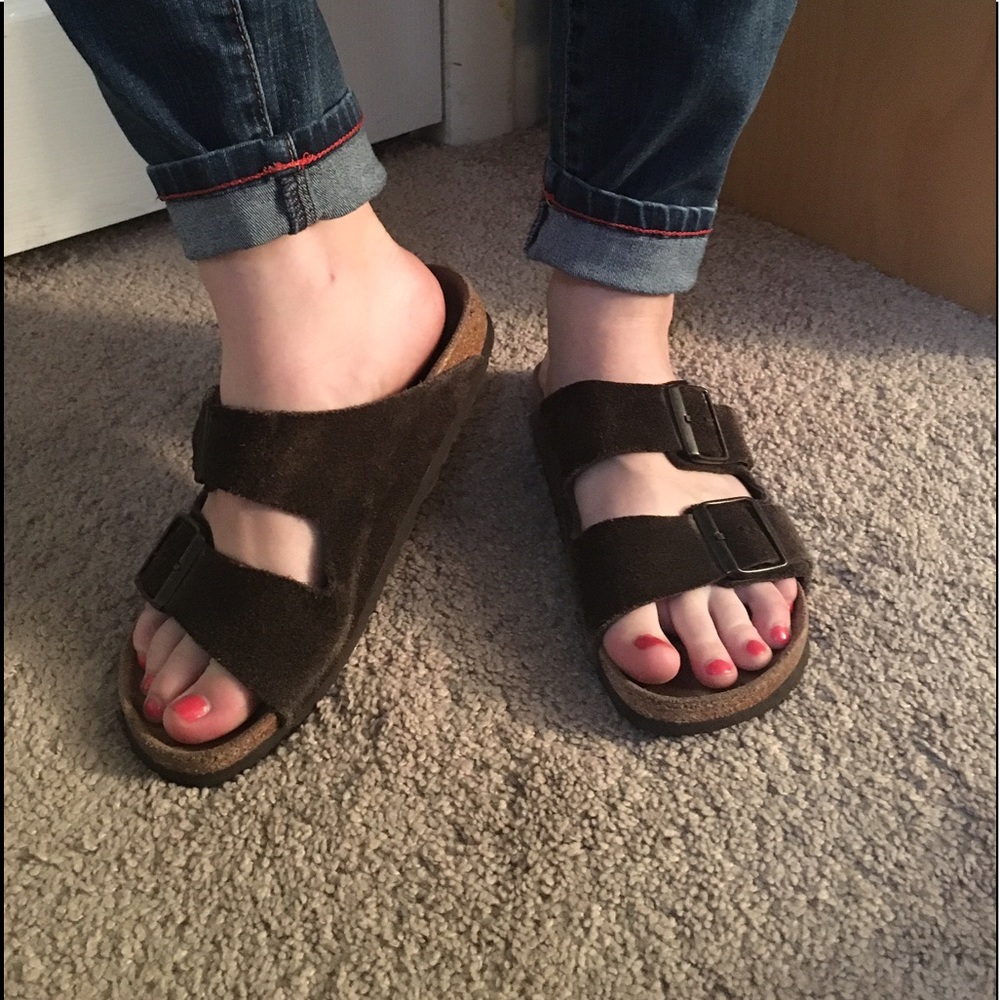 Birkenstock Arizona Suede Sandals in Mocha