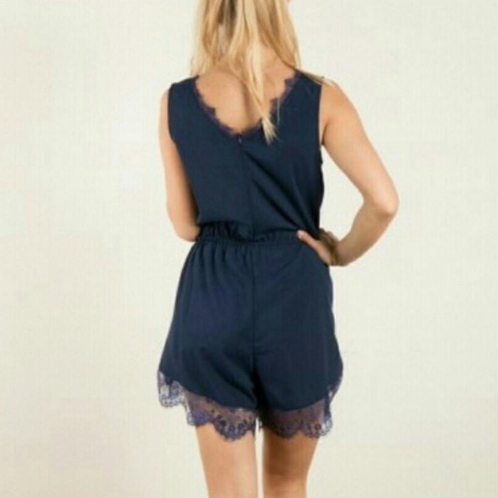 NWT Navy Lace Romper - Picture 3 of 3