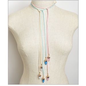 Crystal leather wrap necklace
