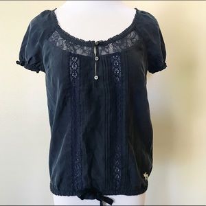 NWT Abercrombie & Fitch Dark Blue Silk Blouse