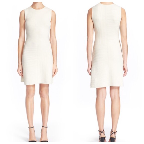 Theory Dresses & Skirts - Theory Irelia tonal rib knit white stripe dress M