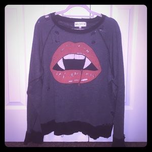 Wildfox distressed vampire lips sweatshirt