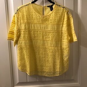 H&M yellow eyelet top