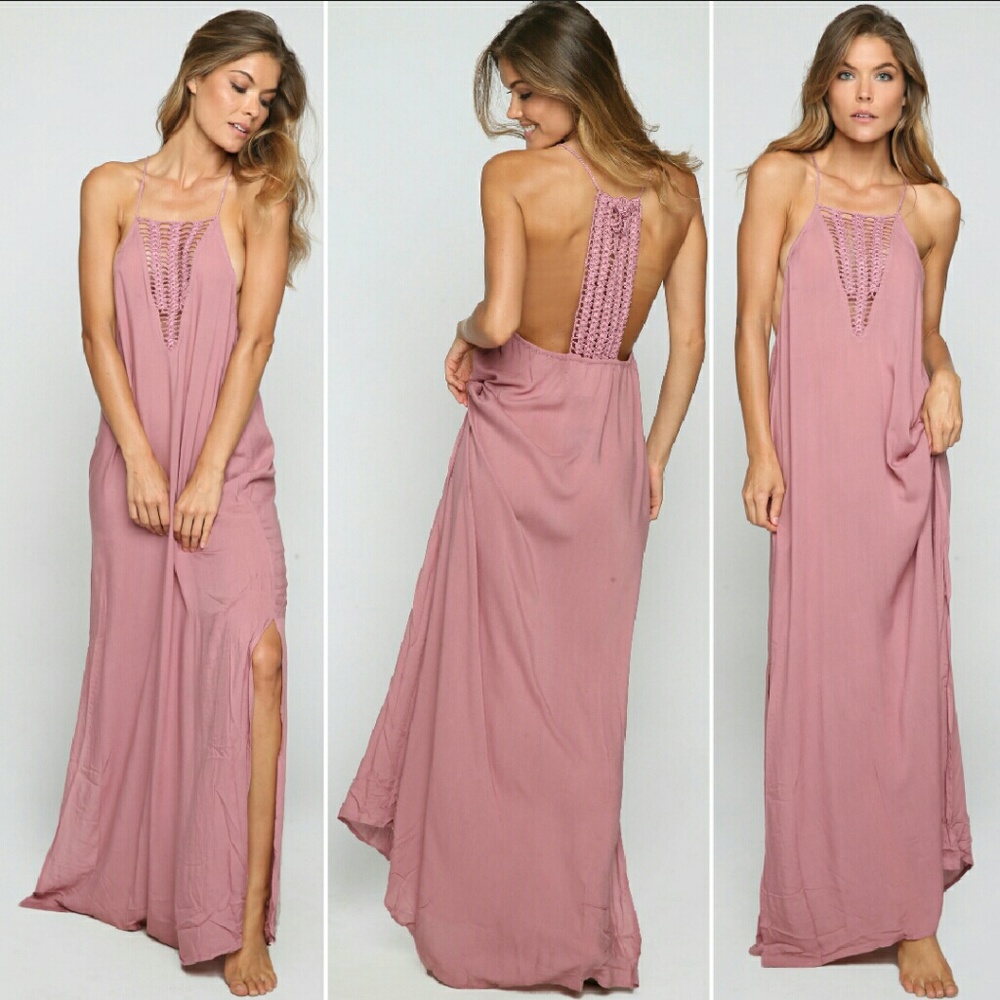 New acacia orchid makawao crochet maxi dress XS P