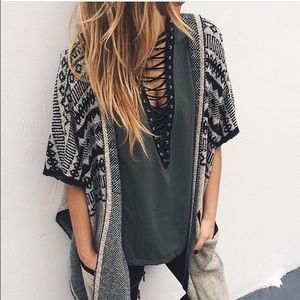 *SOLD* LF Emma and Sam Olive Lace-Up Top