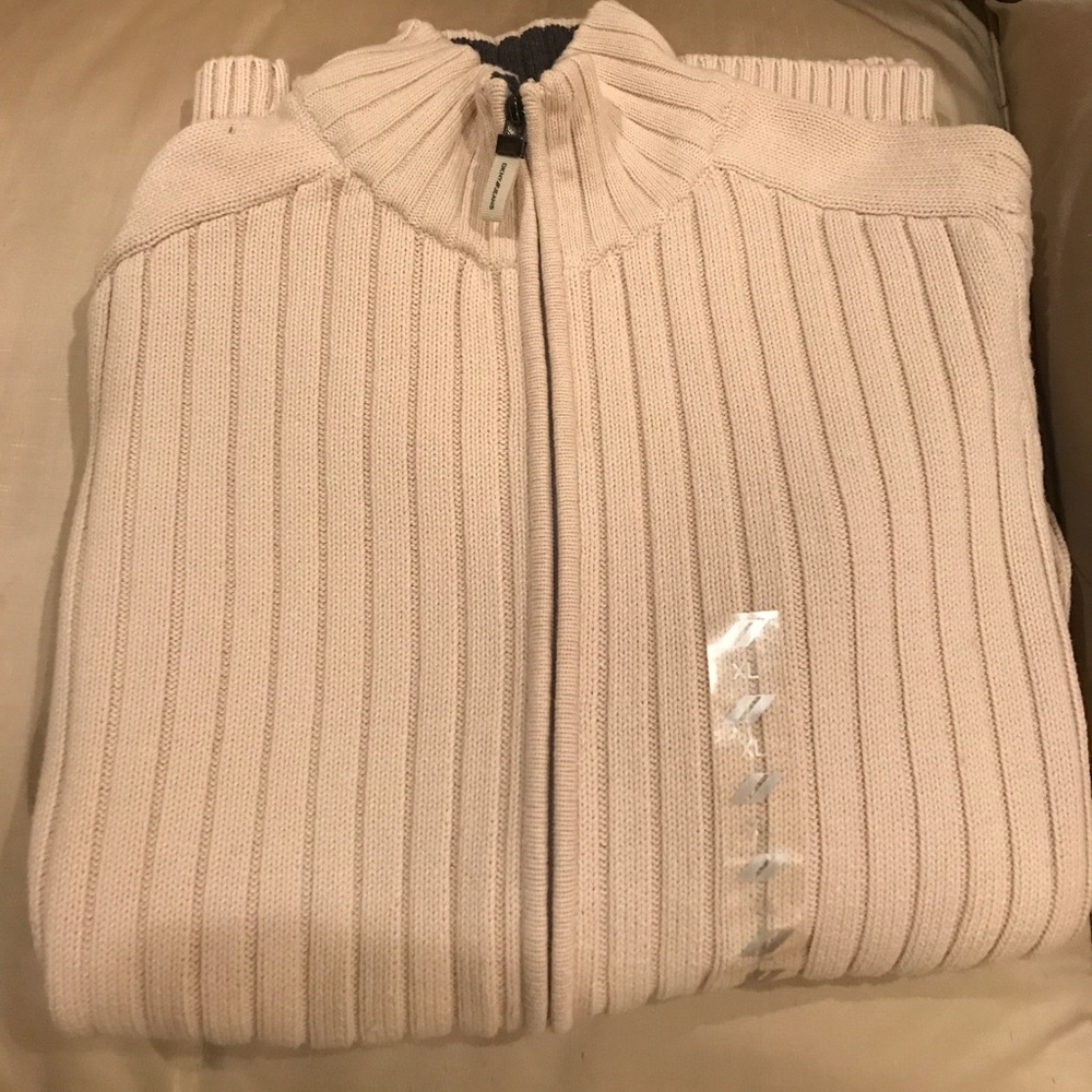 DKNY Jeans zip-up ribbed sweater