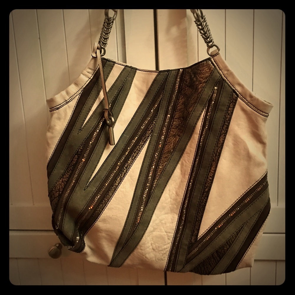 Fossil Leather Bag w/ suede & silver detailing