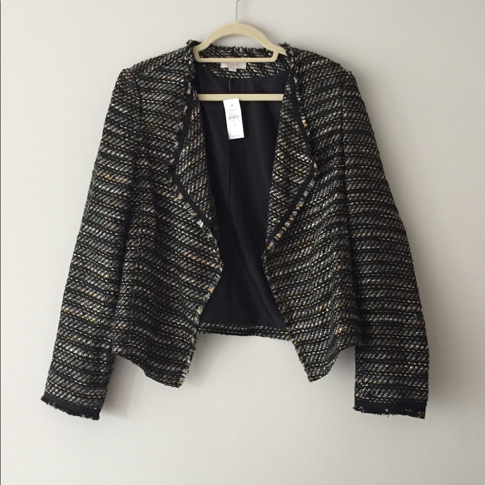 NWT Multicolor LOFT Tweed Jacket Size 8