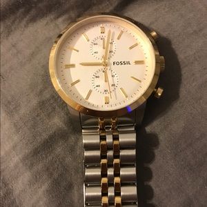 Men's Fossil watch two tone gold and silver