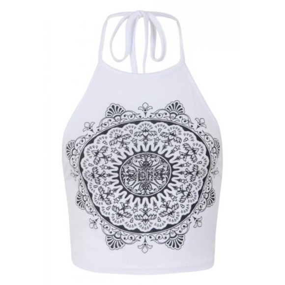 WHITE Mandala Hipster Crop Top - Picture 3 of 3