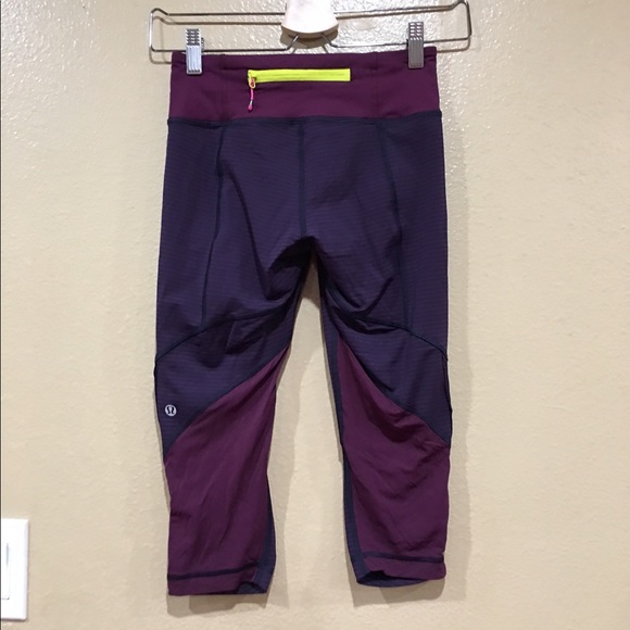 lululemon athletica Pants - Lululemon Running Crops Burgundy Striped