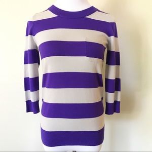 J Crew Purple Striped Merino Wool Sweater