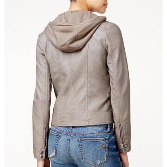 Leather jacket with hoodie - Picture 3 of 4