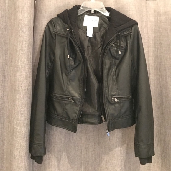 Leather jacket with hoodie - Picture 4 of 4