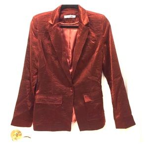 PERFECT FOR THE HOLIDAYS! Wine red metallic blazer