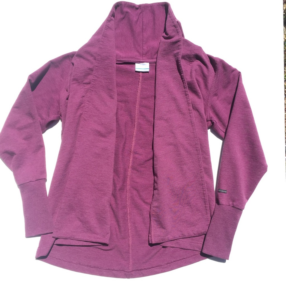 Columbia Magenta Sweatshirt Open Drape Cardigan