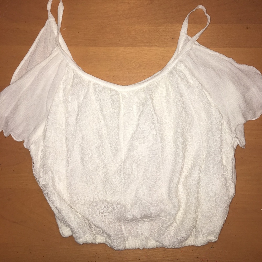 Hollister white lace crop top