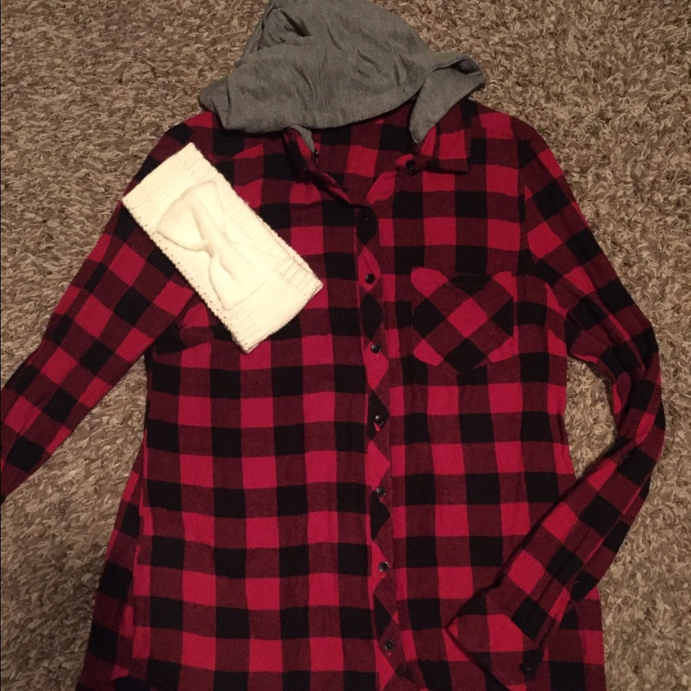 Flannel with detachable hood
