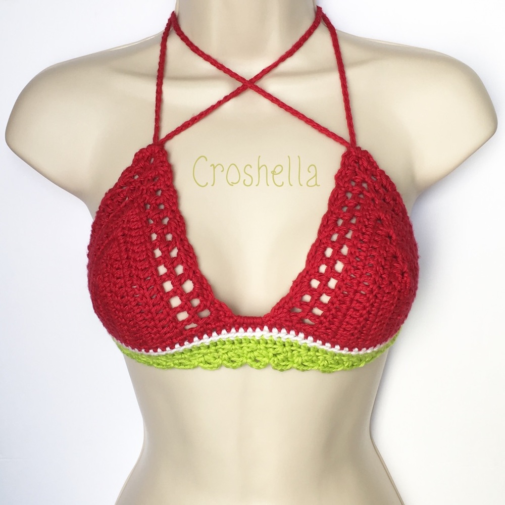 Handmade Crochet Watermelon Bikini Top