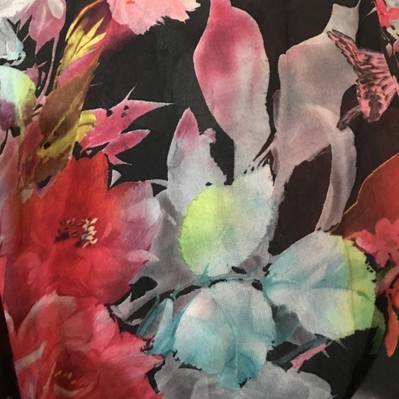 LAST 1❗️Black Floral Kimono Cardigan w/ Fringe - Picture 4 of 5