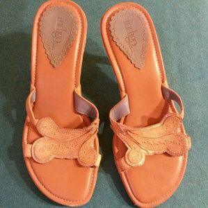 Indigo by Clarks gold-stitched low heel sandals