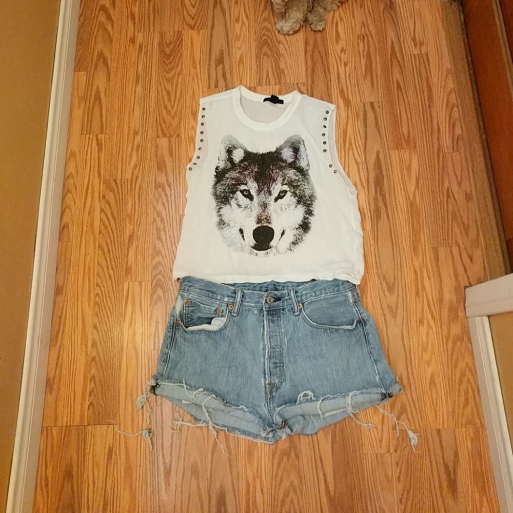 Levi 501 button up cut off shorts