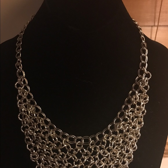 Silver toned bib necklace. - Picture 4 of 4