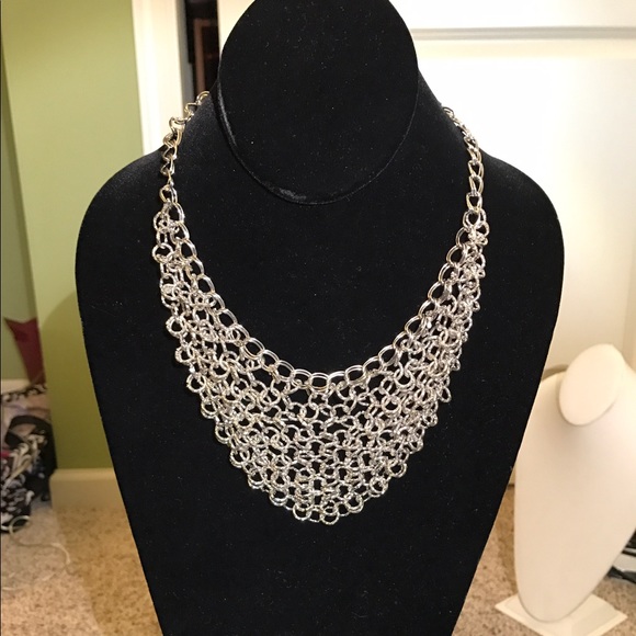 Silver toned bib necklace. - Picture 2 of 4