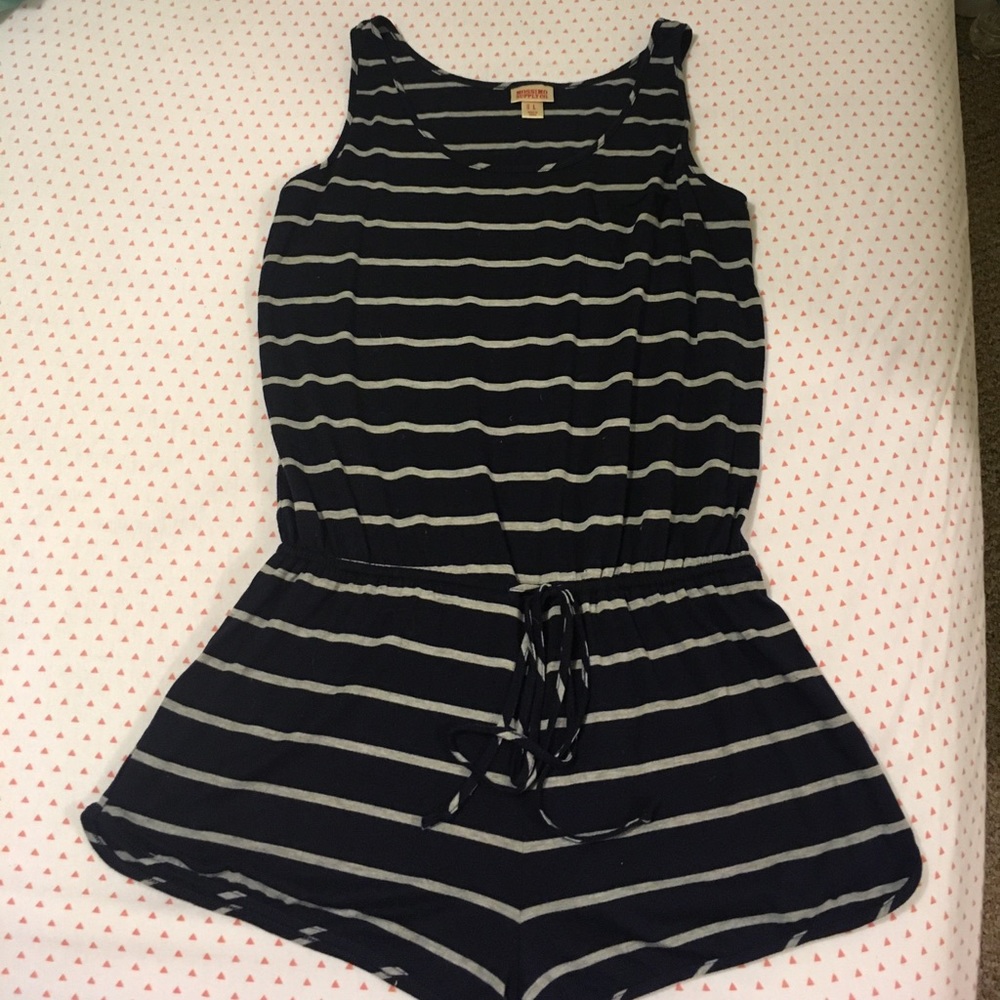 Navy & white striped romper