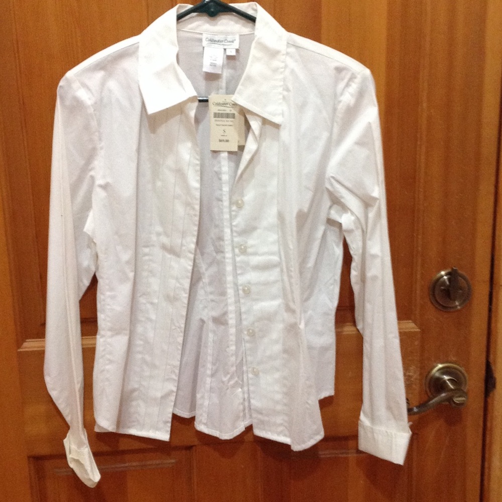 NWT small Coldwater Creek long sleeve white blouse