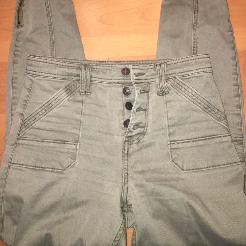 Army green skinny pants