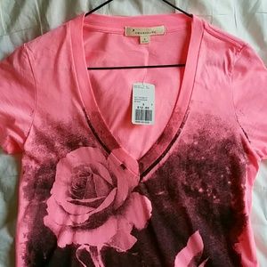 Hot Pink V-neck T-shirt