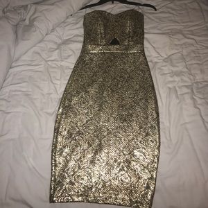 Gold body con dress